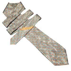 Ermenegildo Zegna Green Orange‎ Designer Mens Silk Necktie 3.75x58 Made In Italy